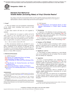 ASTM D3030-23 ASTM D3030-23 - Standard Test Method for Volatile Matter (Including Water) of Vinyl Chloride Resins - Page 1 preview