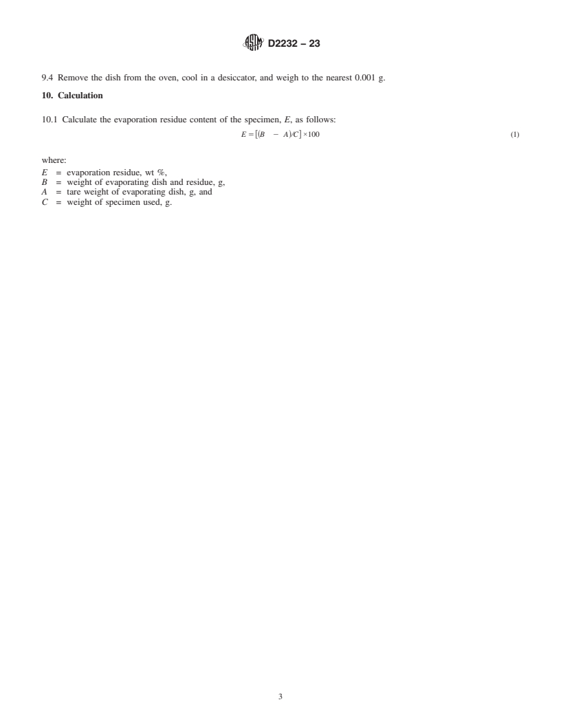 REDLINE ASTM D2232-23 - Standard Test Method for Evaporating Residue of Naphthalene