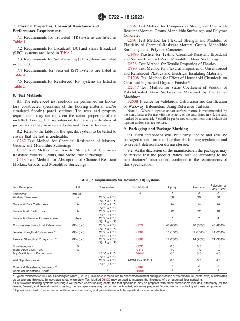 ASTM C722-18(2023) - Standard Specification for Chemical-Resistant Monolithic Floor Surfacings