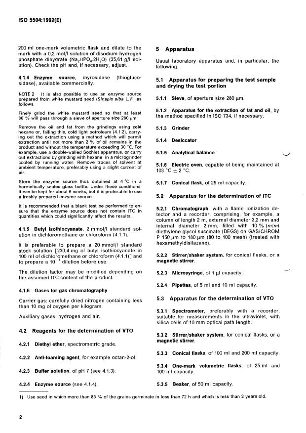ISO 5504:1992 ISO 5504:1992 - Oilseed residues -- Determination of total isothiocyanate content and vinylthiooxazolidone content - Page 4 preview