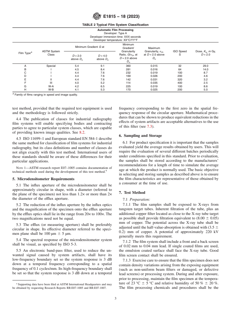 ASTM E1815-18(2023) - Standard Test Method for Classification of Film Systems for Industrial Radiography