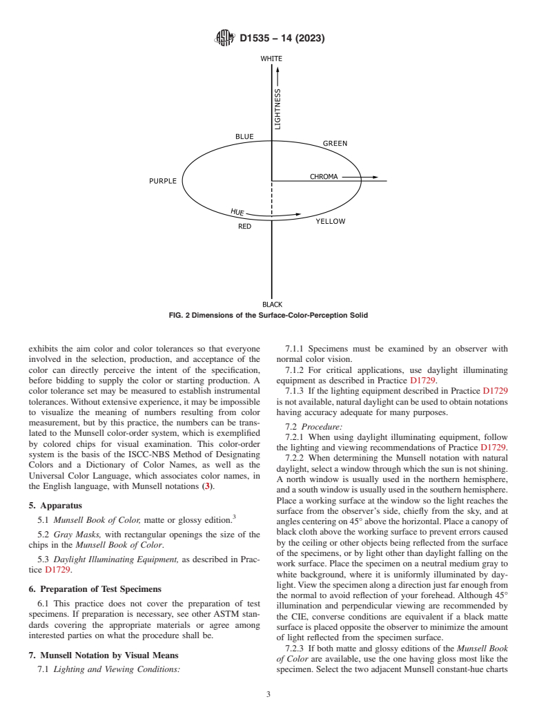 ASTM D1535-14(2023) - Standard Practice for Specifying Color by the Munsell System