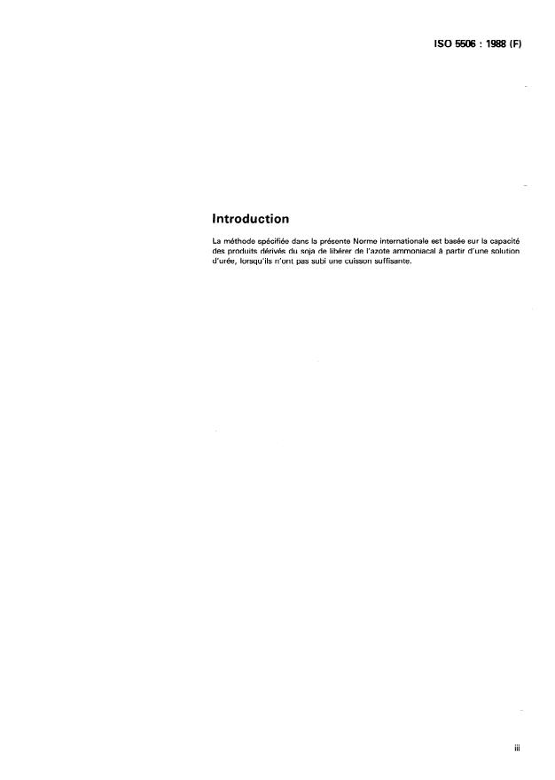 ISO 5506:1988 - Produits dérivés du soja -- Détermination de l'activité uréasique