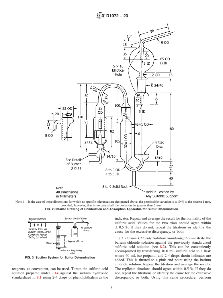 ASTM D1072-23 - Standard Test Method for  Total Sulfur in Fuel Gases by Combustion and Barium Chloride  Titration