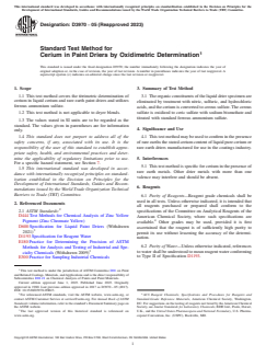 ASTM D3970-05(2023) ASTM D3970-05(2023) - Standard Test Method for Cerium in Paint Driers by Oxidimetric Determination - Page 1 preview