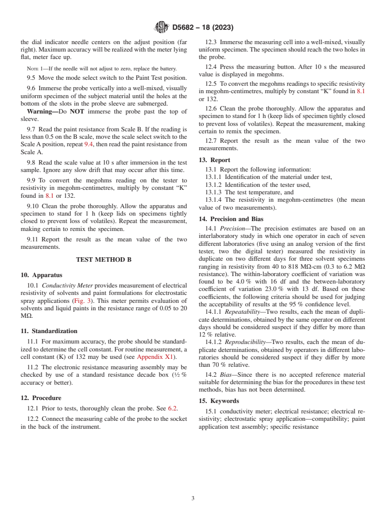 ASTM D5682-18(2023) - Standard Test Methods for  Electrical Resistivity of Liquid Paint and Related Materials