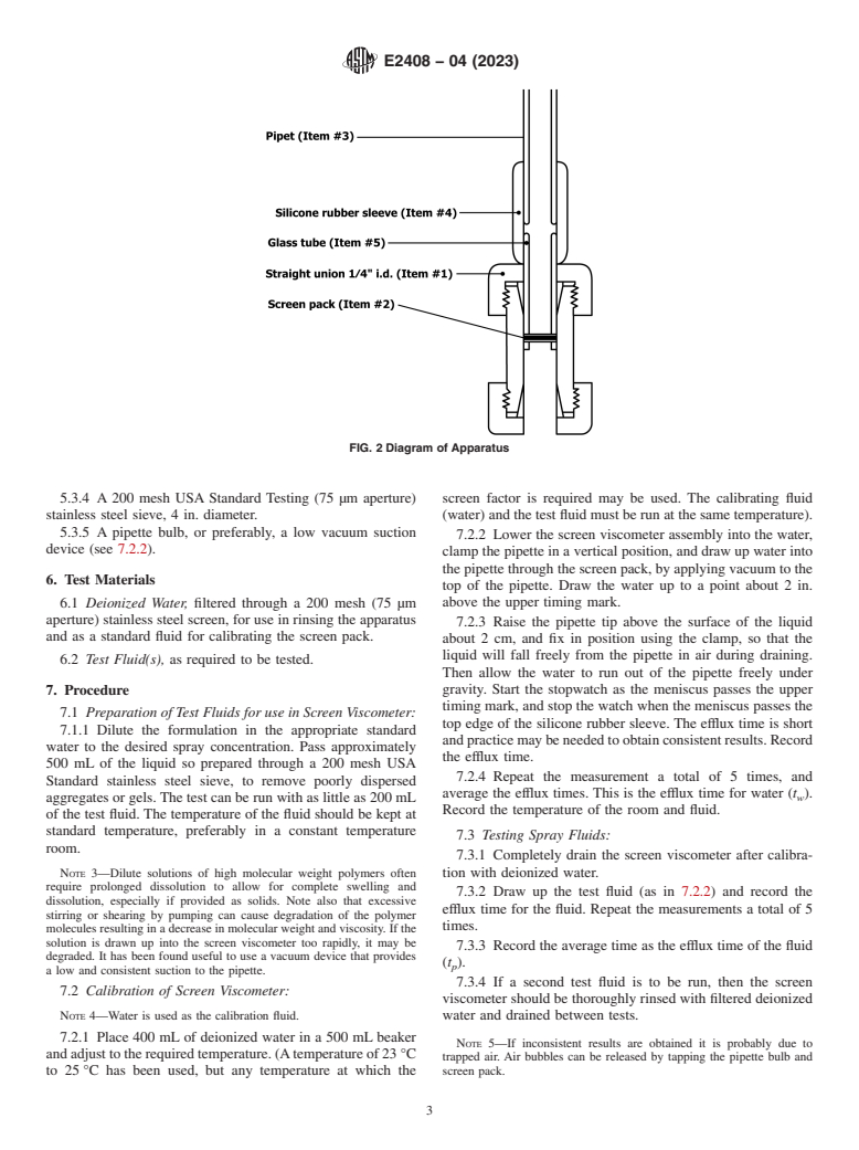 ASTM E2408-04(2023) - Standard Test Method for  Relative Extensional Viscosity of Agricultural Spray Tank Mixes