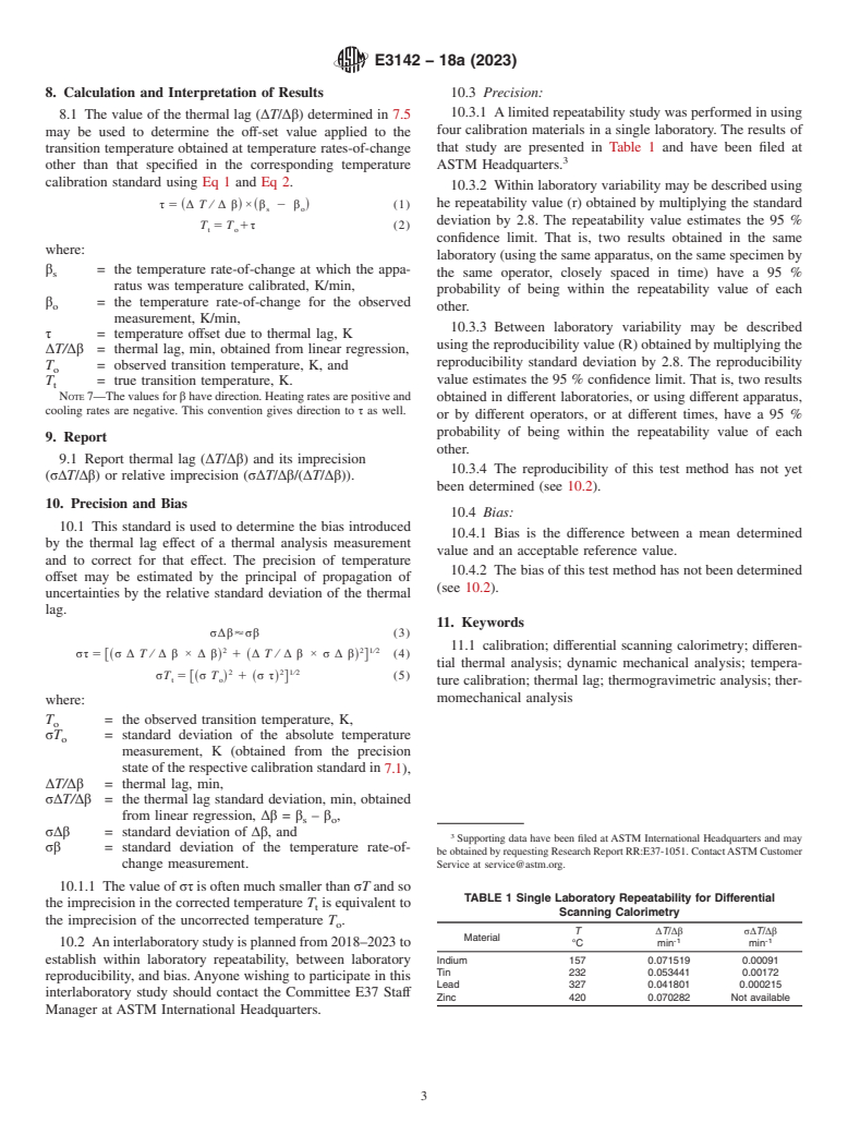 ASTM E3142-18a(2023) - Standard Test Method for Thermal Lag of Thermal Analysis Apparatus