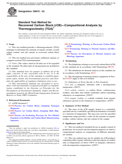 ASTM D8474-23 - Standard Test Method for Recovered Carbon Black (rCB)—Compositional Analysis  by Thermogravimetry (TGA)