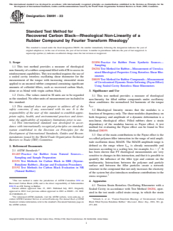 ASTM D8491-23 - Standard Test Method for Recovered Carbon Black—Rheological Non-Linearity of  a Rubber Compound by Fourier Transform Rheology