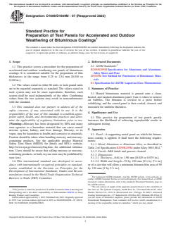 ASTM D1669/D1669M-07(2023) ASTM D1669/D1669M-07(2023) - Standard Practice for Preparation of Test Panels for Accelerated and Outdoor Weathering of Bituminous Coatings - Page 1 preview