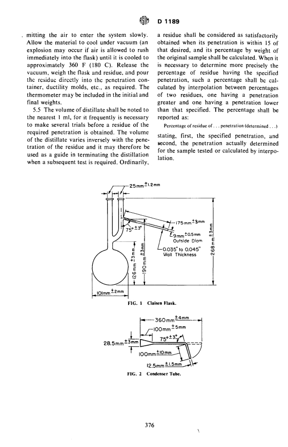 ASTM D1189-61(1973) - Method of Test for Vacuum Distillation of Liquid and Semi-Solid Asphaltic Materials to Obtain a Residue of Specified Penetration (Withdrawn 1979)