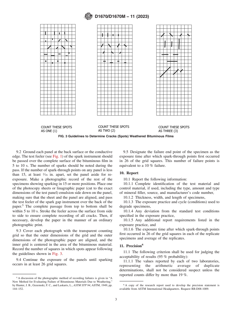 ASTM D1670/D1670M-11(2023) - Standard Test Method for  Failure End Point in Accelerated and Outdoor Weathering of  Bituminous Materials