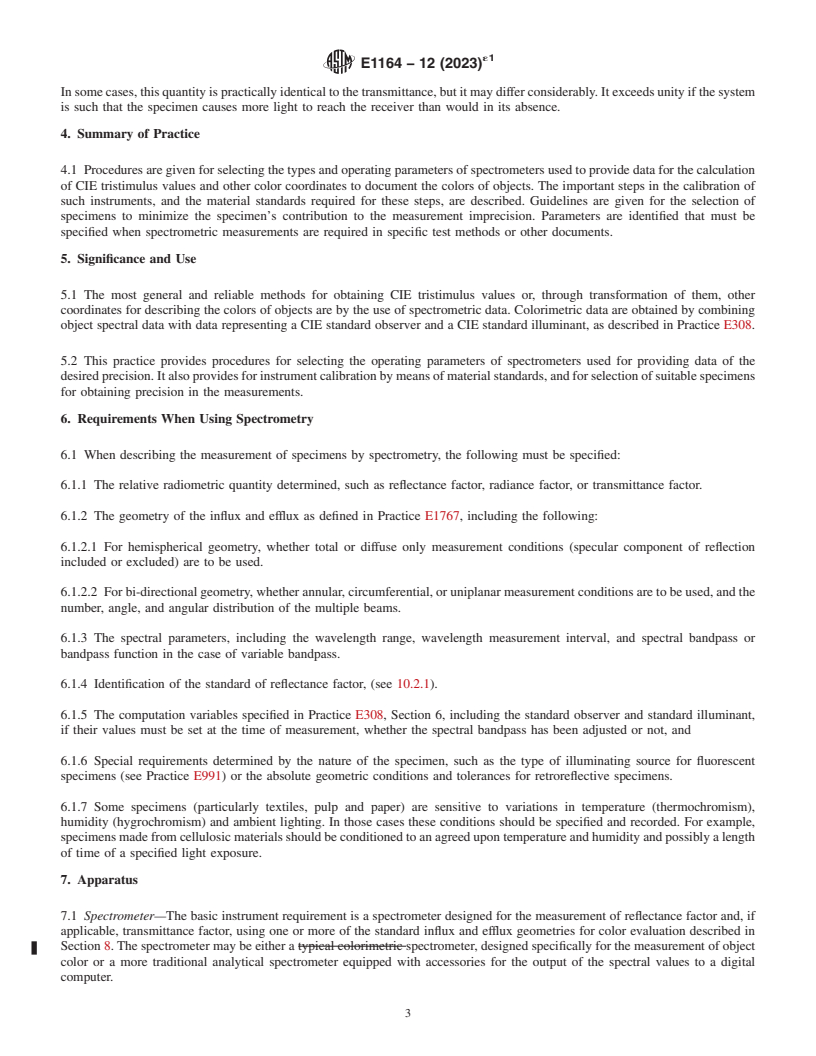 REDLINE ASTM E1164-12(2023)e1 - Standard Practice for Obtaining Spectrometric Data for Object-Color Evaluation