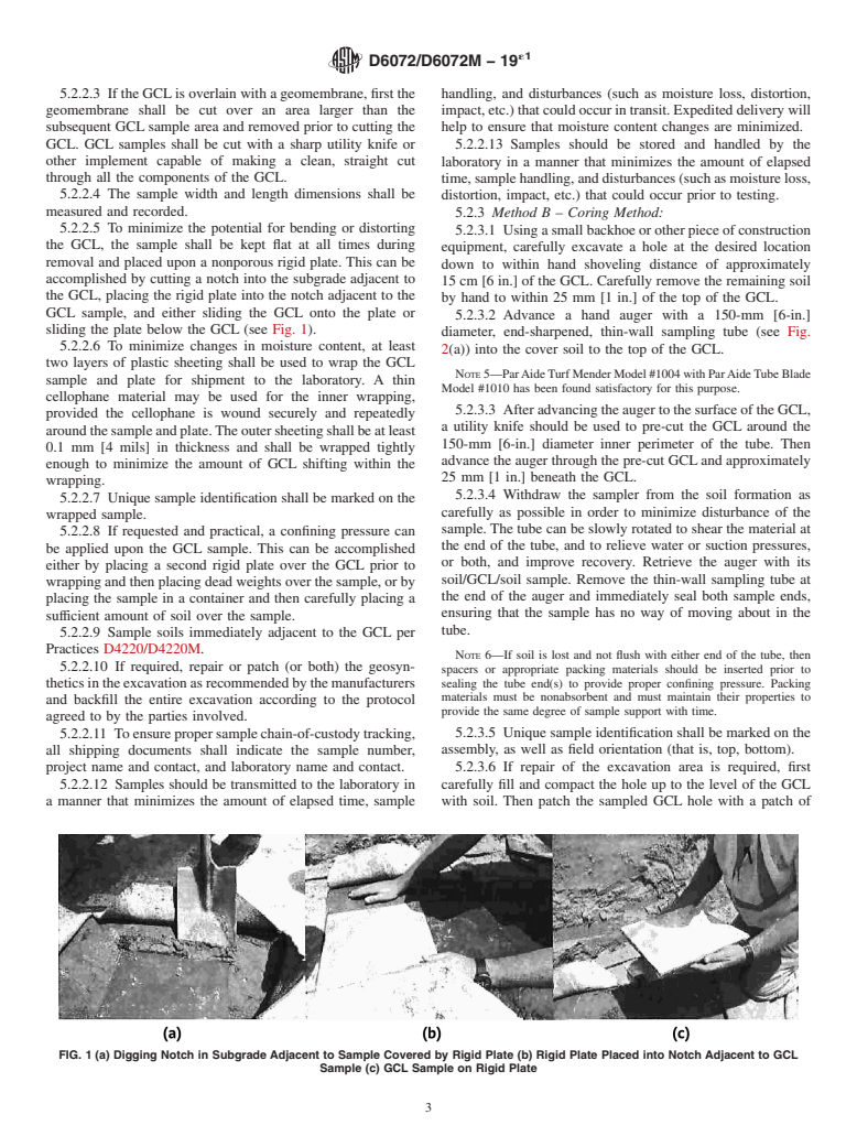 ASTM D6072/D6072M-19e1 - Standard Practice for Obtaining Samples of Geosynthetic Clay Liners