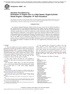 ASTM D6681-23 ASTM D6681-23 - Standard Test Method for Evaluation of Engine Oils in a High Speed, Single-Cylinder Diesel Engine—Caterpillar 1P Test Procedure