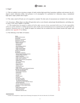 ASTM D6923-23 REDLINE ASTM D6923-23 - Standard Test Method for Evaluation of Engine Oils in a High Speed, Single-Cylinder Diesel Engine—Caterpillar 1R Test Procedure - Page 2 preview