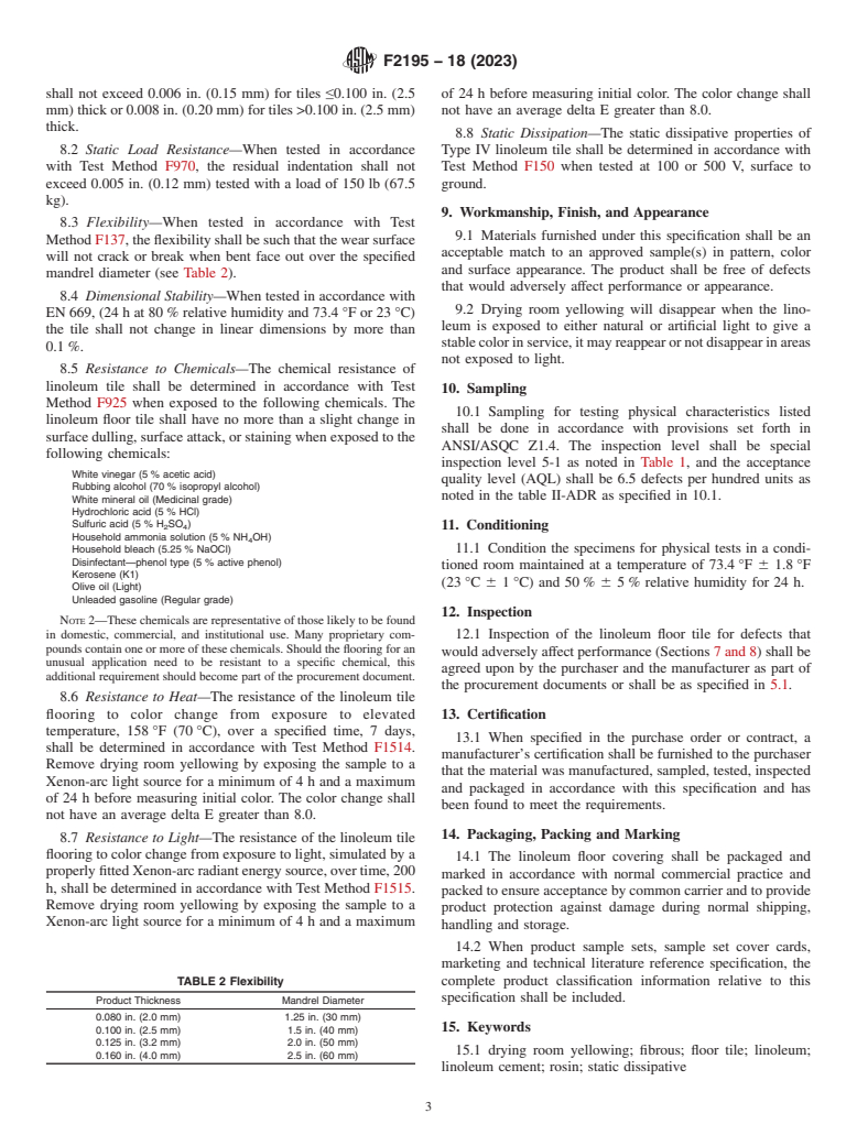 ASTM F2195-18(2023) - Standard Specification for  Linoleum Floor Tile