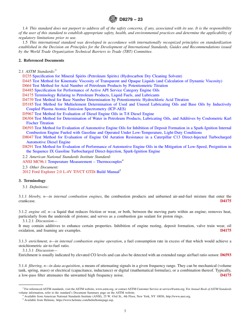 REDLINE ASTM D8279-23 - Standard Test Method for Determination of Timing-Chain Wear in a Turbocharged, Direct-Injection,  Spark-Ignition, Four-Cylinder Engine