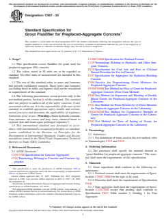 ASTM C937-23 ASTM C937-23 - Standard Specification for Grout Fluidifier for Preplaced-Aggregate Concrete - Page 1 preview