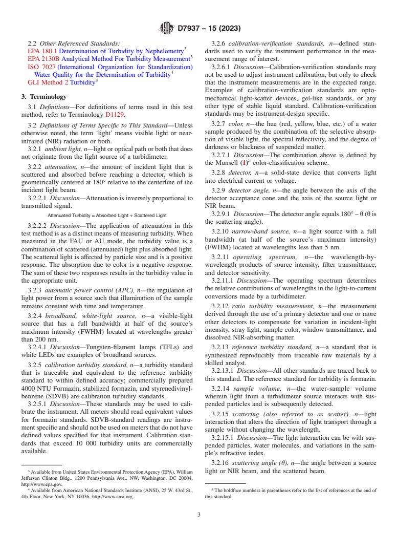 ASTM D7937-15(2023) - Standard Test Method for In-situ Determination of Turbidity Above 1 Turbidity Unit (TU)  in Surface Water