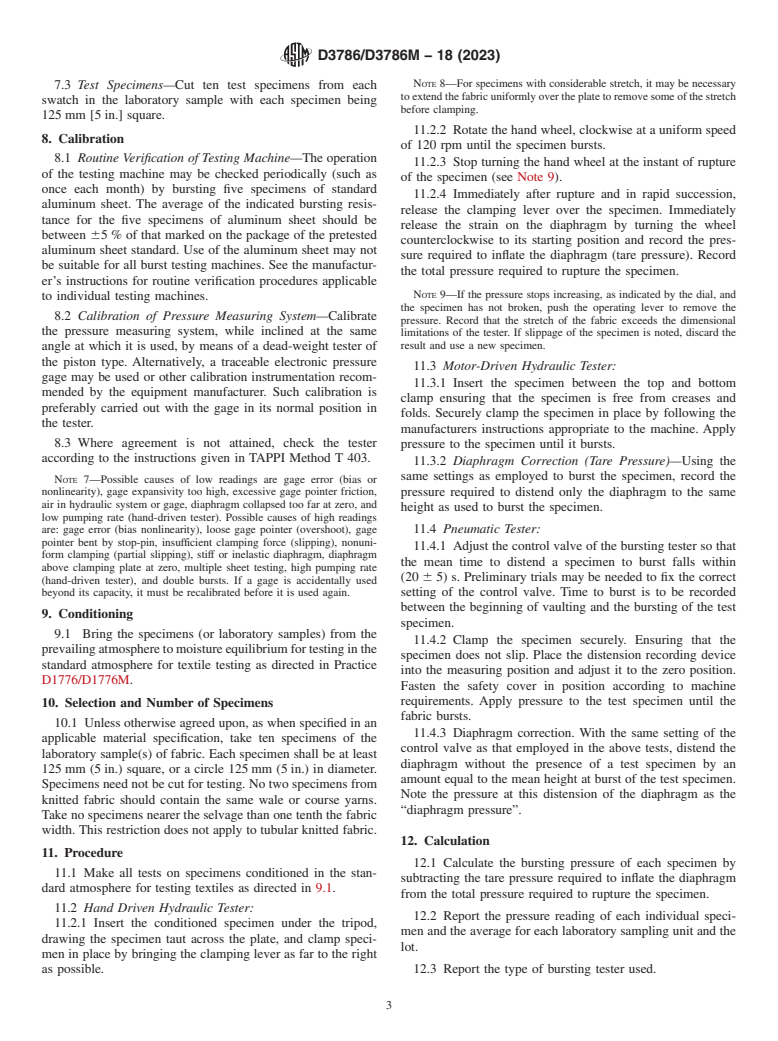 ASTM D3786/D3786M-18(2023) - Standard Test Method for   Bursting Strength of Textile Fabrics—Diaphragm Bursting   Strength Tester Method