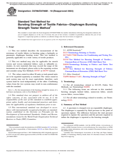 ASTM D3786/D3786M-18(2023) - Standard Test Method for   Bursting Strength of Textile Fabrics—Diaphragm Bursting   Strength Tester Method