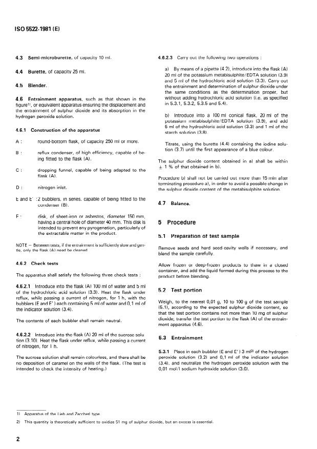 ISO 5522:1981 ISO 5522:1981 - Fruits, vegetables and derived products -- Determination of total sulphur dioxide content - Page 4 preview