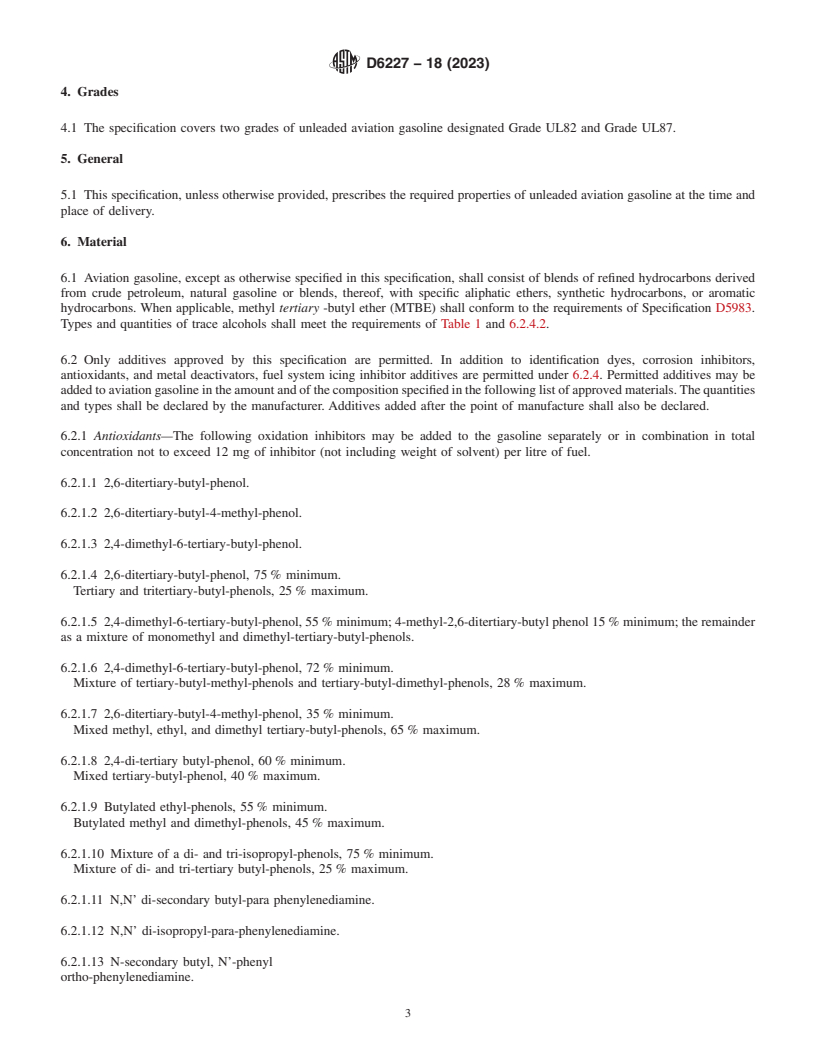 REDLINE ASTM D6227-18(2023) - Standard Specification for  Unleaded Aviation Gasoline Containing a Non-hydrocarbon Component