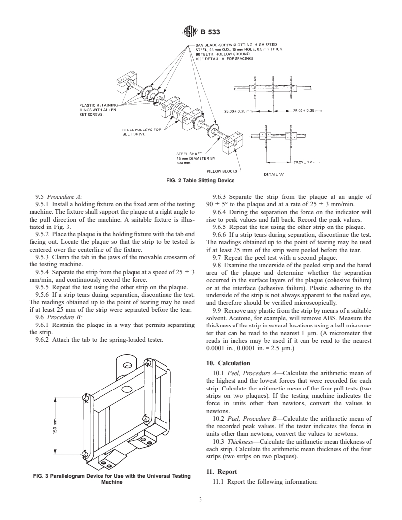 ASTM B533-85(1998) - Standard Test Method for Peel Strength of Metal Electroplated Plastics