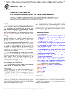ASTM F1609-23 ASTM F1609-23 - Standard Specification for Calcium Phosphate Coatings for Implantable Materials - Page 1 preview