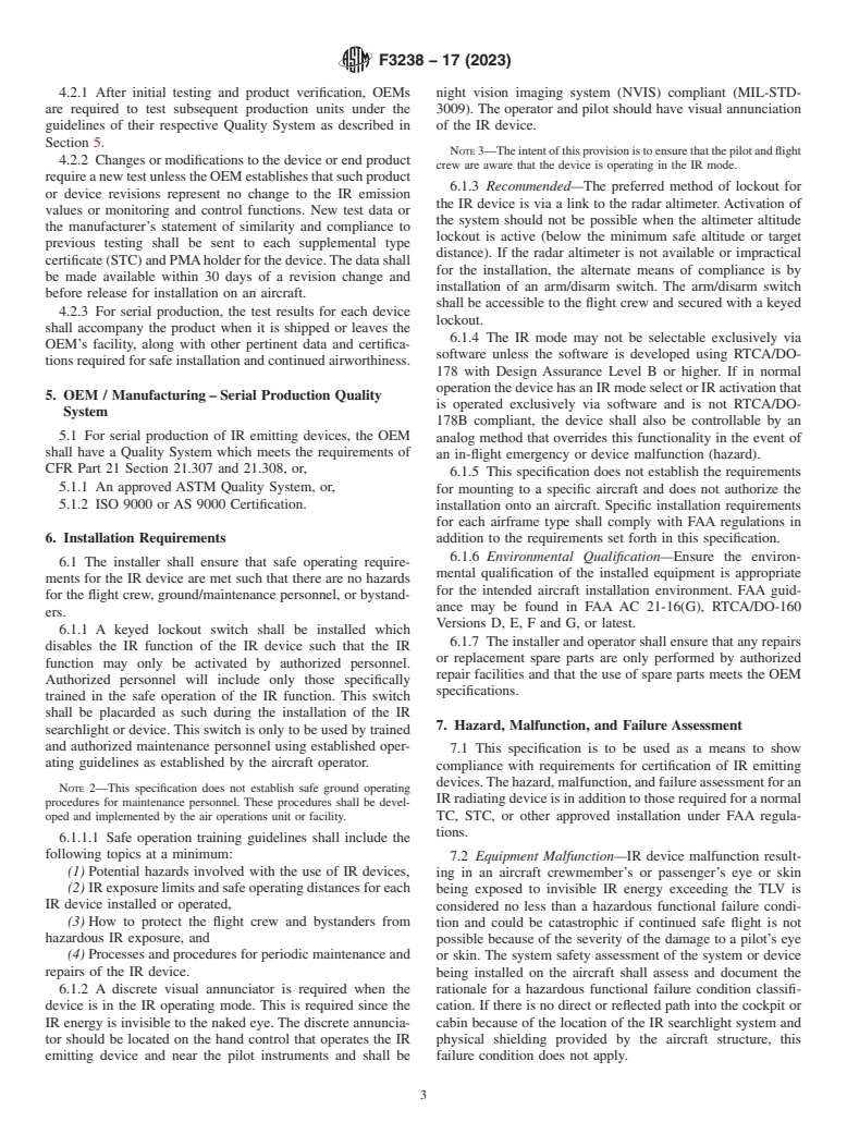 ASTM F3238-17(2023) - Standard Specification for Design and Installation of an Infrared (IR) Searchlight System  (USA)