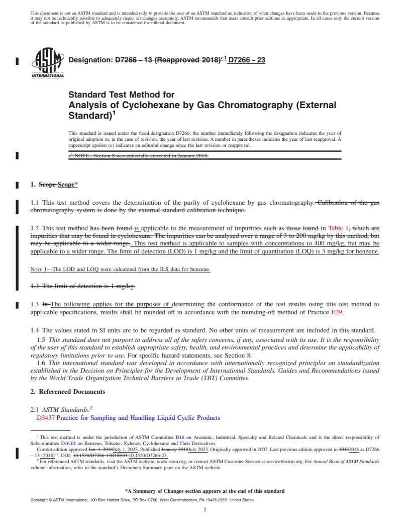 REDLINE ASTM D7266-23 - Standard Test Method for Analysis of Cyclohexane by Gas Chromatography (External Standard)