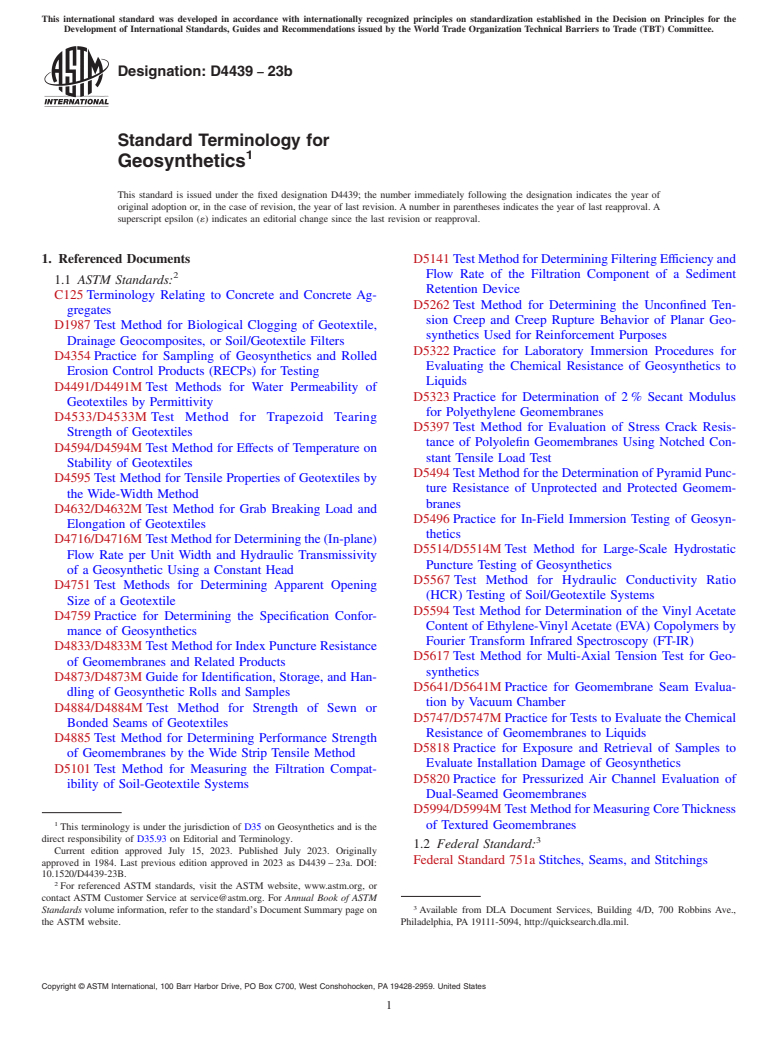 ASTM D4439-23b - Standard Terminology for Geosynthetics