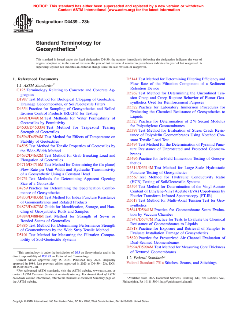 ASTM D4439-23b - Standard Terminology for Geosynthetics