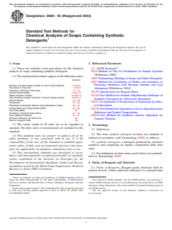 ASTM D820-93(2023) ASTM D820-93(2023) - Standard Test Methods for Chemical Analysis of Soaps Containing Synthetic Detergents - Page 1 preview