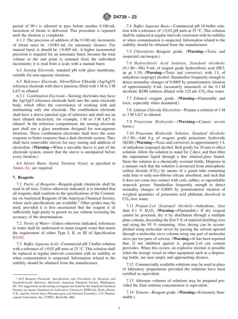 ASTM D4739-23 - Standard Test Method for  Base Number Determination by Potentiometric Hydrochloric Acid   Titration