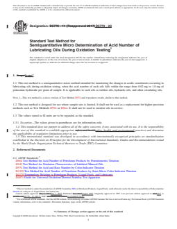 ASTM D5770-23 REDLINE ASTM D5770-23 - Standard Test Method for Semiquantitative Micro Determination of Acid Number of Lubricating Oils During Oxidation Testing - Page 1 preview