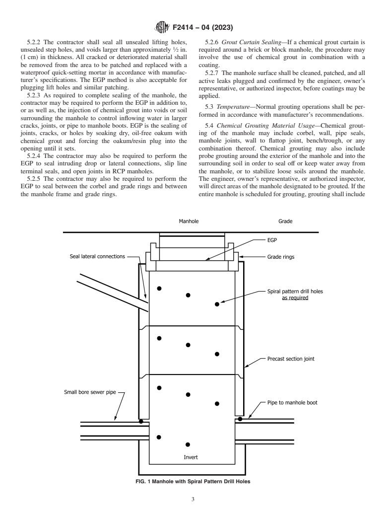 ASTM F2414-04(2023) - Standard Practice for Sealing Sewer Manholes Using Chemical Grouting