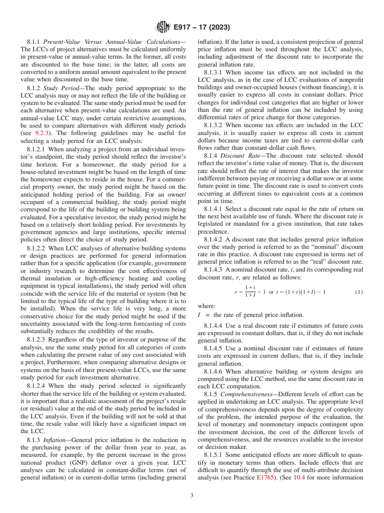 ASTM E917-17(2023) - Standard Practice for Measuring Life-Cycle Costs of Buildings and Building Systems