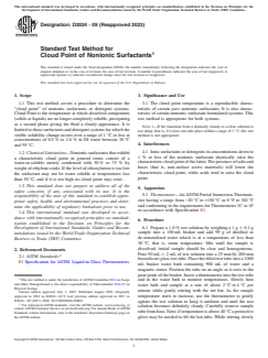 ASTM D2024-09(2023) ASTM D2024-09(2023) - Standard Test Method for Cloud Point of Nonionic Surfactants - Page 1 preview