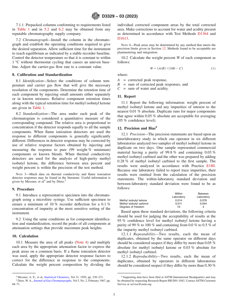 ASTM D3329-03(2023) - Standard Test Method for Purity of Methyl Isobutyl Ketone by Gas Chromatography