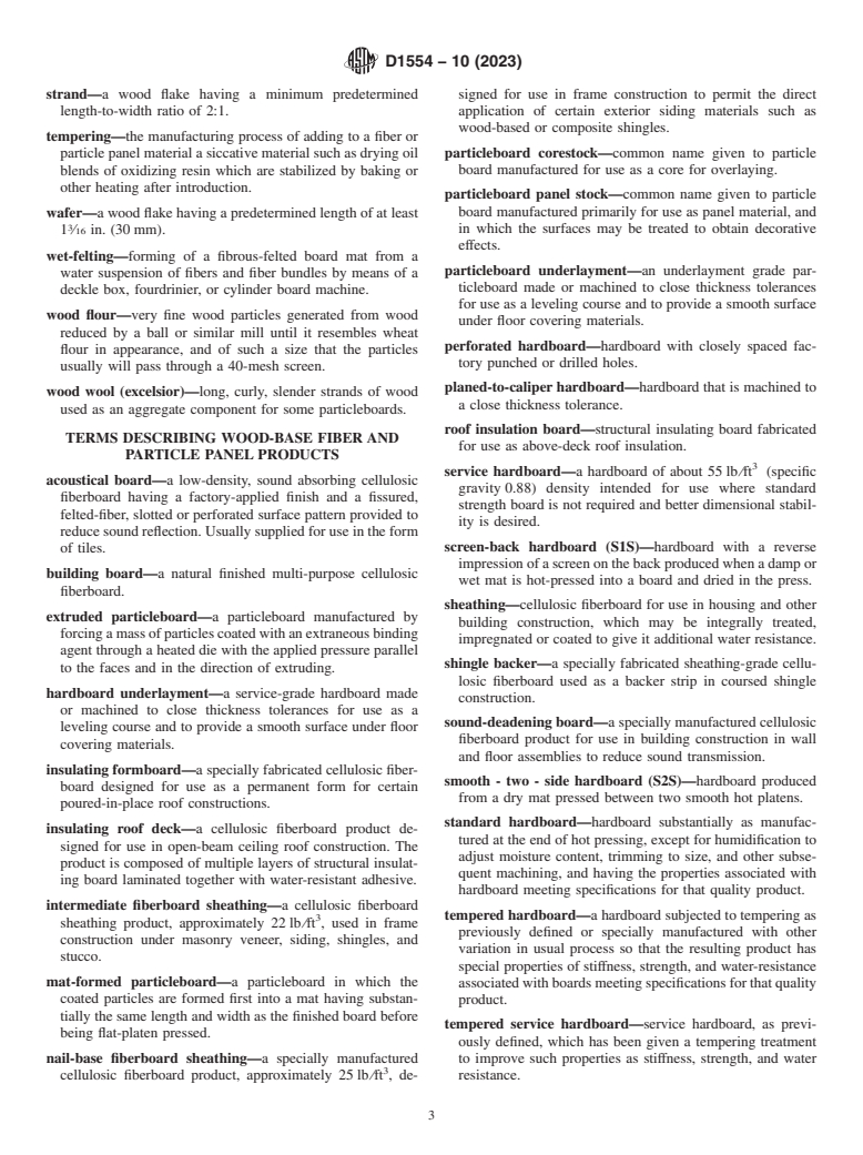 ASTM D1554-10(2023) - Standard Terminology Relating to  Wood-Base Fiber and Particle Panel Materials