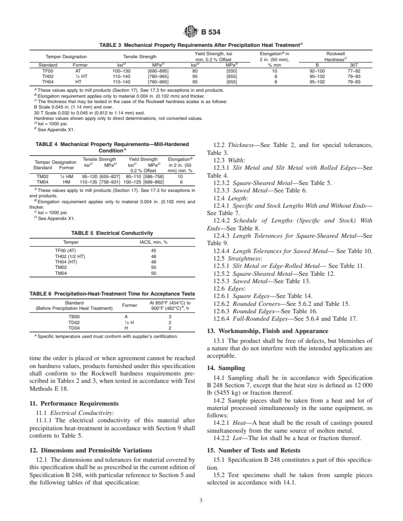 ASTM B534-01 - Standard Specification for Copper-Cobalt-Beryllium Alloy and Copper-Nickel-Beryllium Alloy Plate, Sheet, Strip, and Rolled Bar