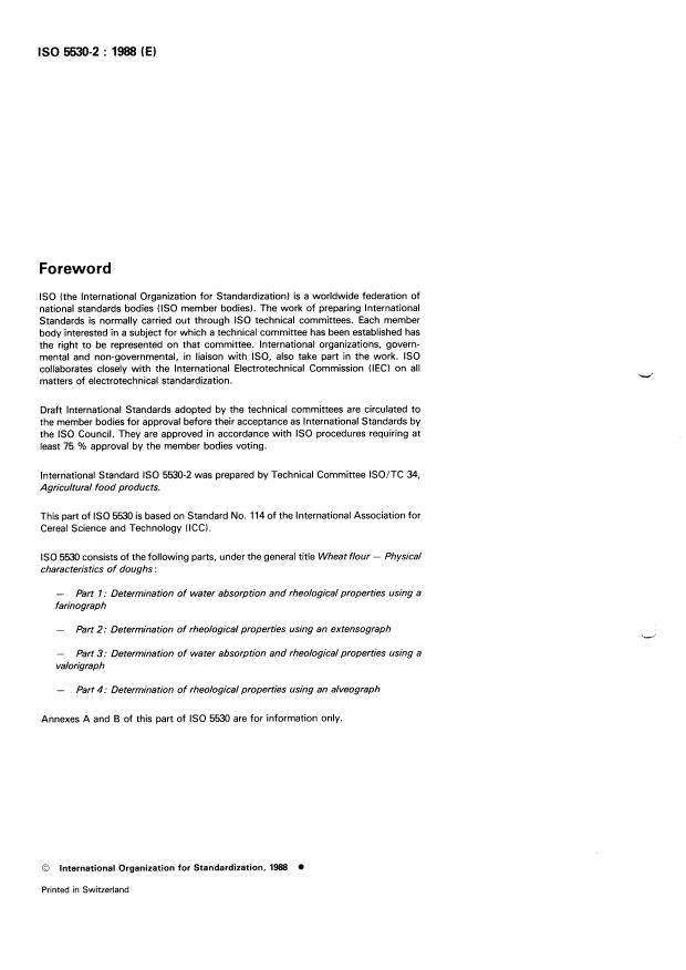 ISO 5530-2:1988 ISO 5530-2:1988 - Wheat flour -- Physical characteristics of doughs - Page 2 preview