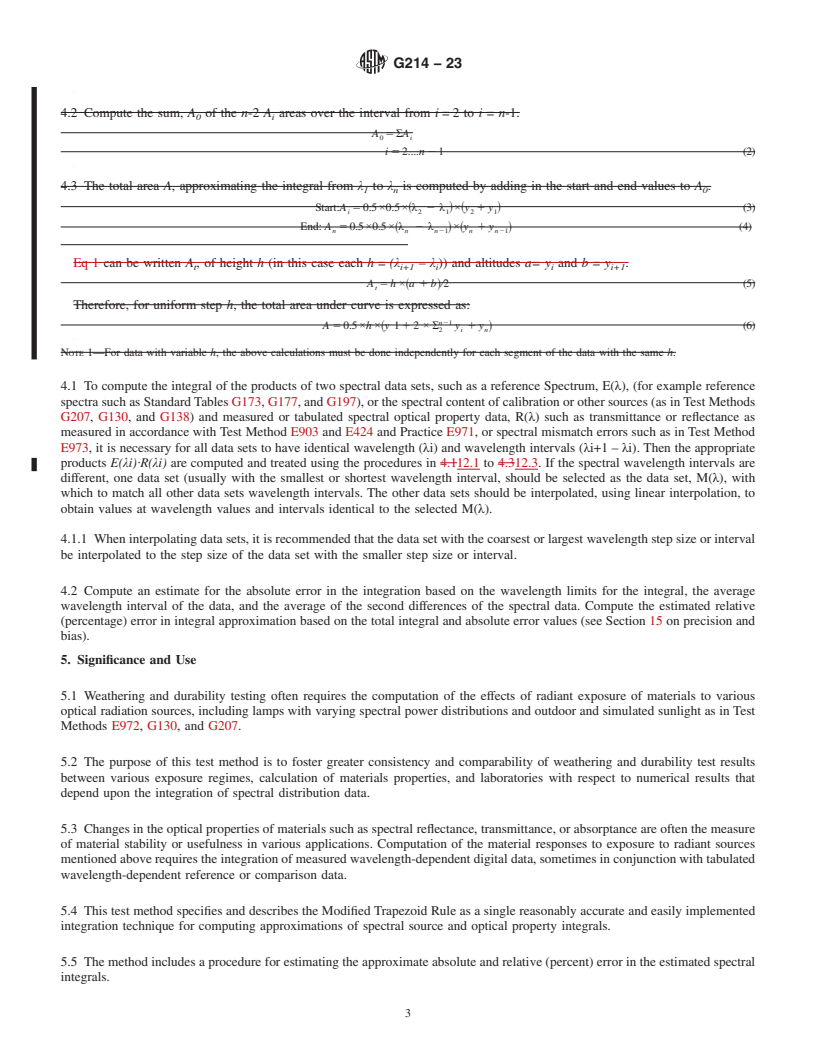 REDLINE ASTM G214-23 - Standard Test Method for Integration of Digital Spectral Data for Weathering and Durability Applications