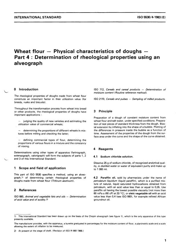 ISO 5530-4:1983 - Wheat flour -- Physical characteristics of doughs