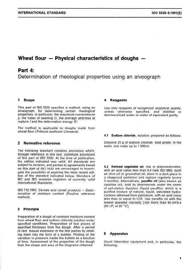 ISO 5530-4:1991 - Wheat flour -- Physical characteristics of doughs