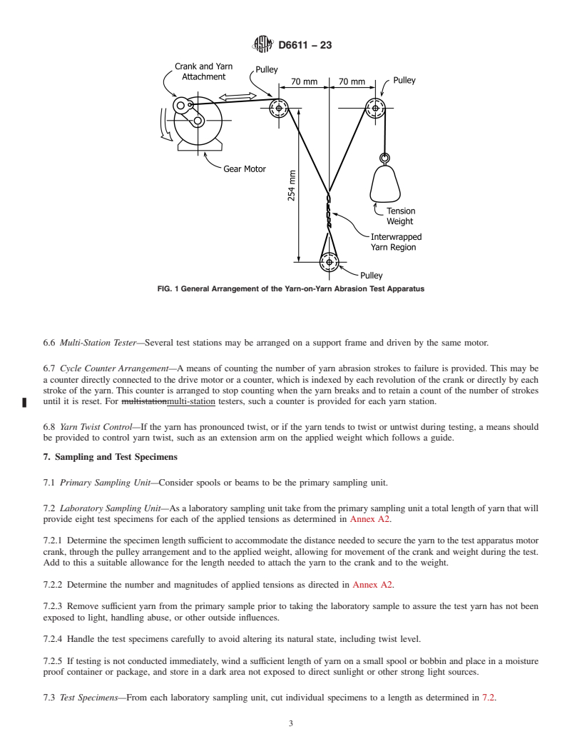 REDLINE ASTM D6611-23 - Standard Test Method for   Wet and Dry Yarn-on-Yarn Abrasion Resistance