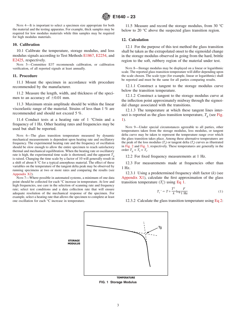 ASTM E1640-23 - Standard Test Method for  Assignment of the Glass Transition Temperature By Dynamic Mechanical  Analysis